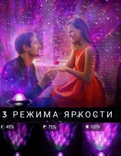 Музыкальный проектор –ночник звездного неба Starry Projector Light (10 световых режимов, 3 уровня яркости, USB), черный